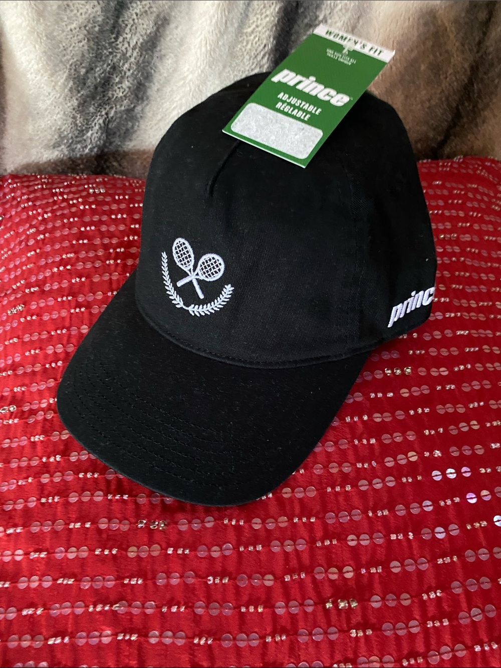 Prince Tennis 🎾 💯 Cotton Black Embroidered Adjustable Cap NWT